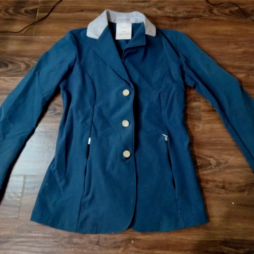 Gersumi Idun blue riding jacket grey collar size 8
